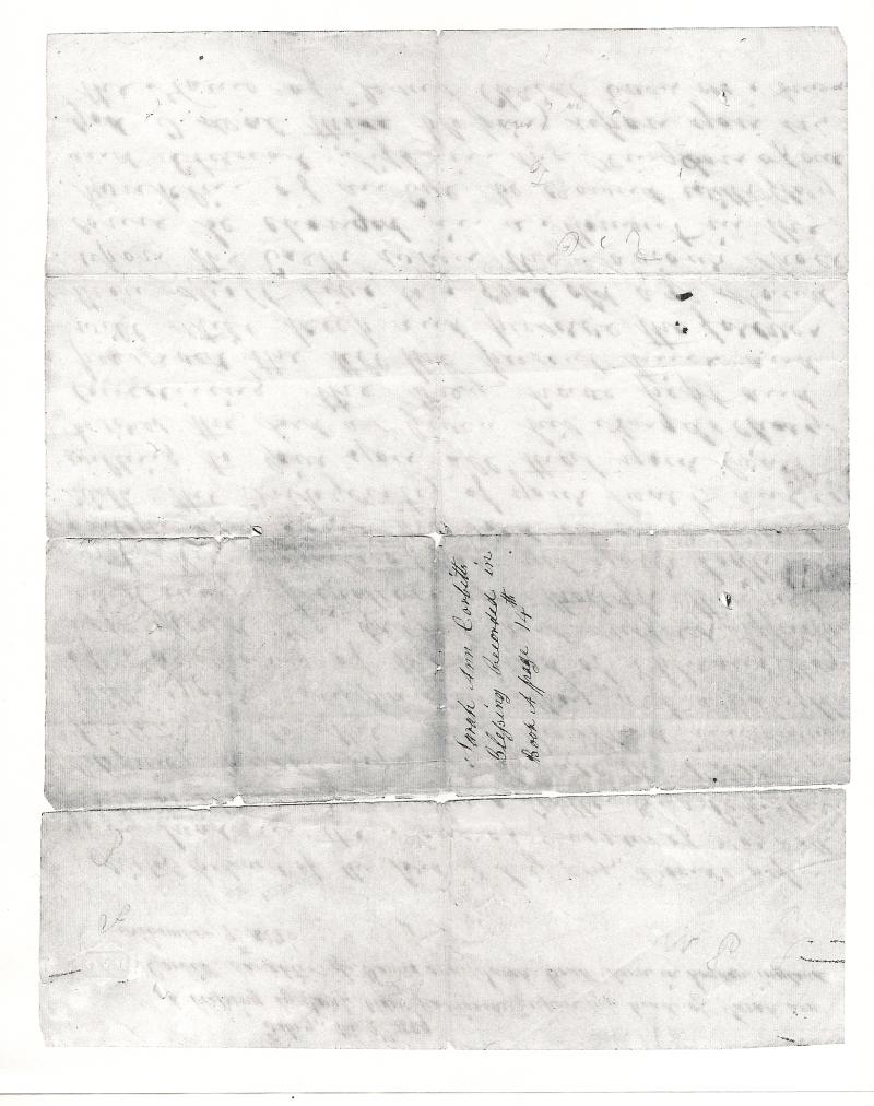 Back of the original Blessing for Sarah Ann Brett..  now in Church History library in Salt Lake 
