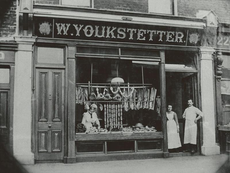 W. Youkstetter Pork Butcher Shop, 21 North Strand, Dublin, Ireland around 1910