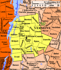 250px VT Addison Co Towns Map 