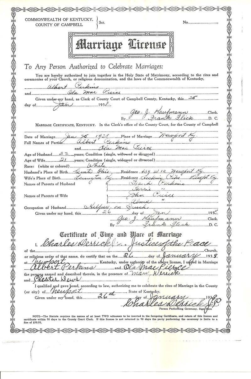 Kentucky Marriage License Form Pdf