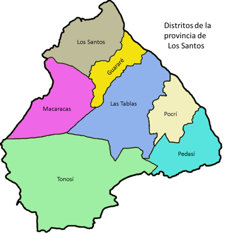 Shape of Los Santos, province of Panama, with its capital isolated