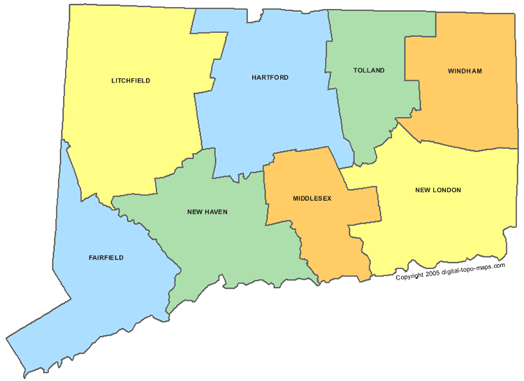 Connecticut County Map 