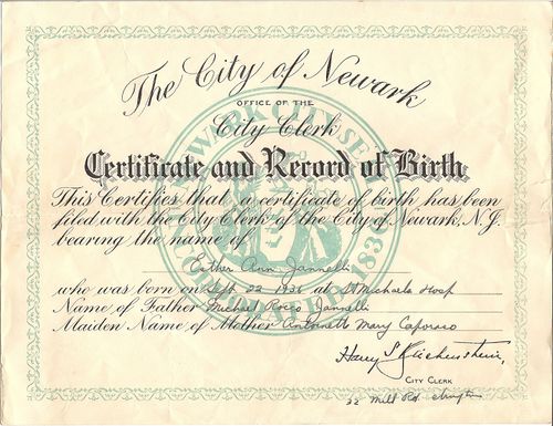 State Of New Jersey Certificate Of Marriage Issued By